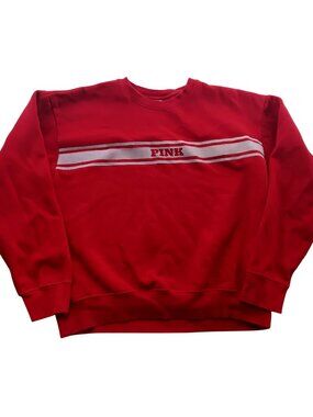 Victorias Secret Pink Red Crewneck Sweatshirt Size M Cotton Blend